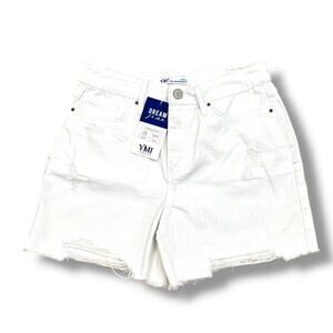 NWT YMI Size 28 (7) High Rise Dream Fit Distressed White Denim Shorts